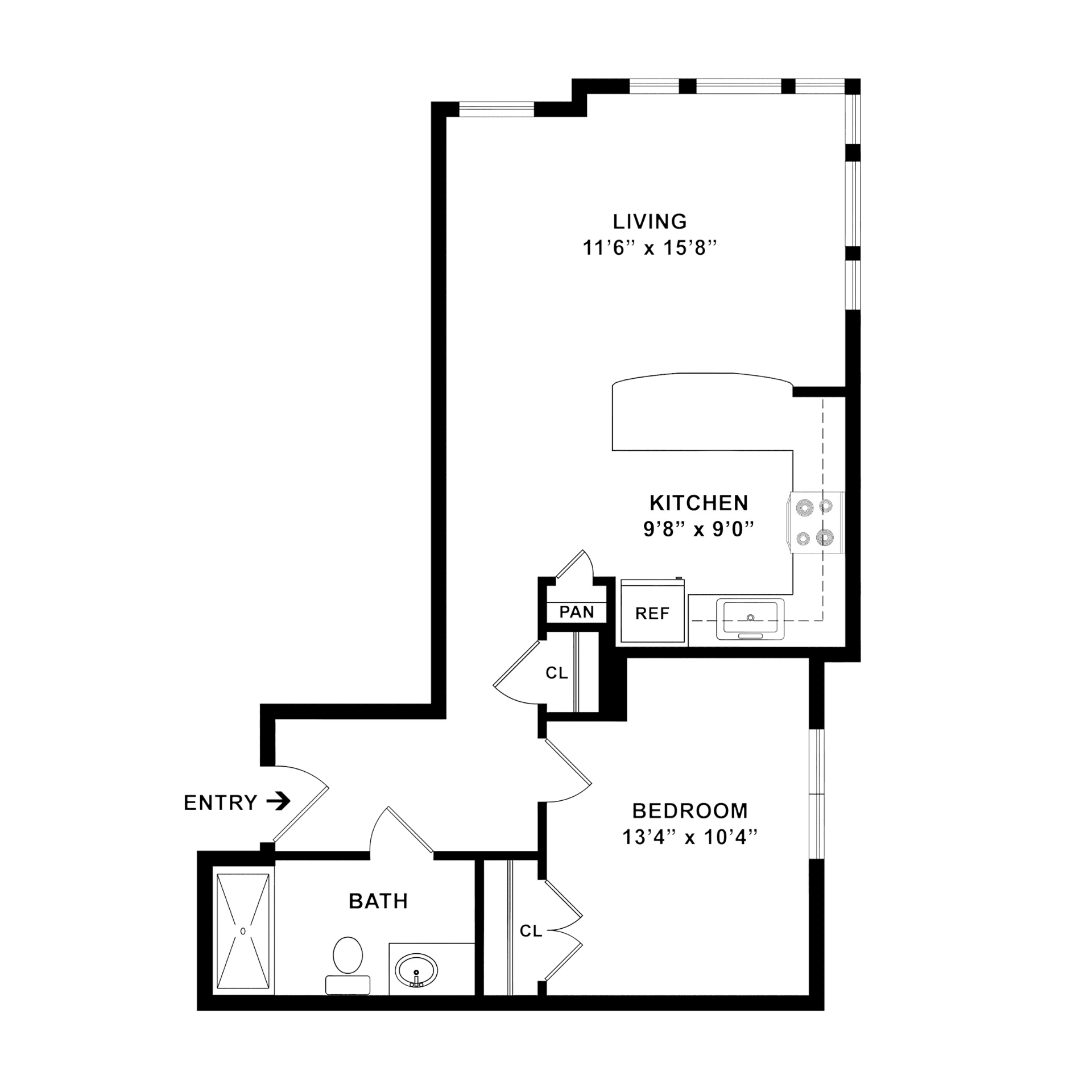 1 Bedroom 1 Bathroom Apartment Labeled B1 at Renaissance Gardens 1 Bedroom 1 Bathroom Apartment Labeled B1 at Renaissance Gardens