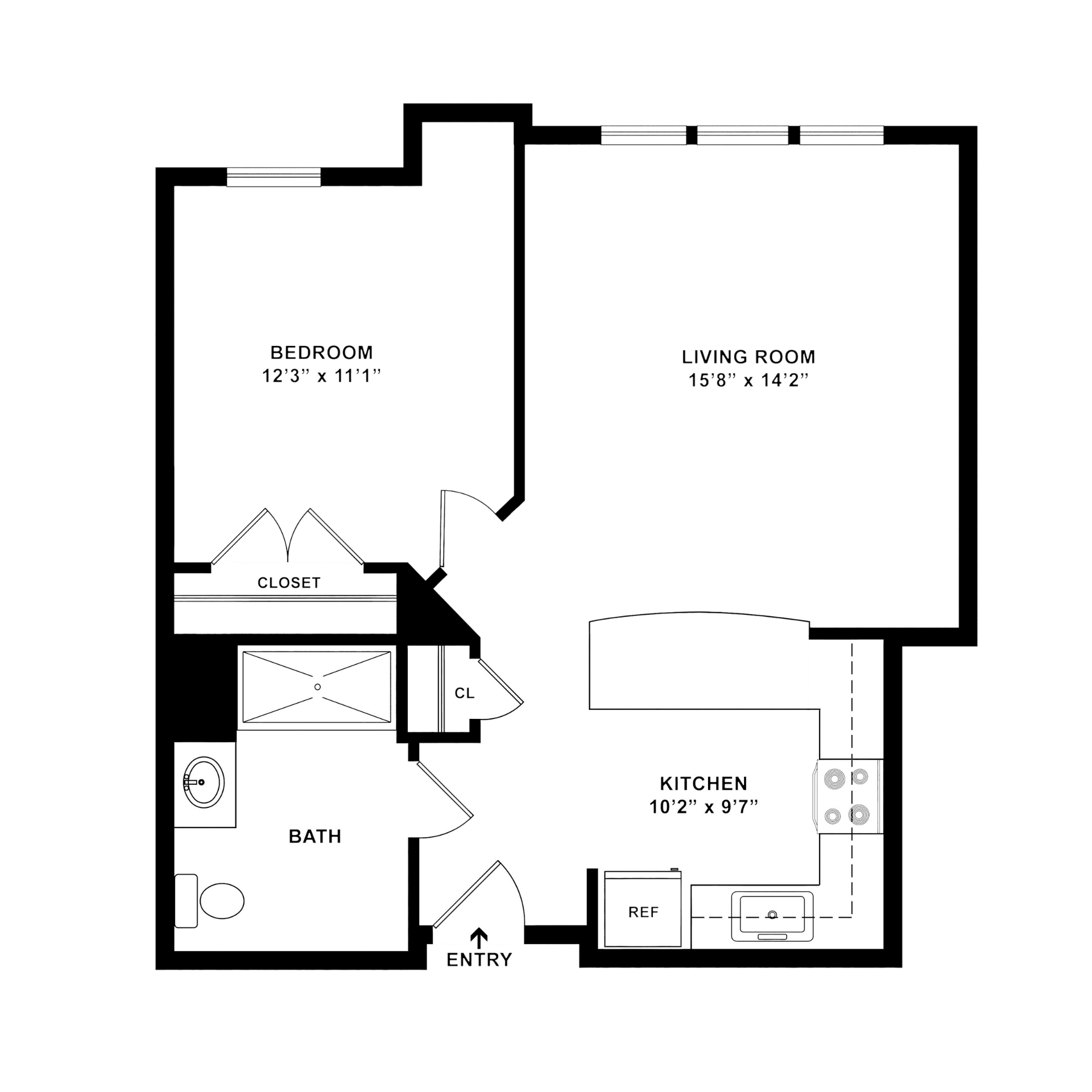 1 Bedroom 1 Bathroom Apartment Labeled D1 at Renaissance Gardens 1 Bedroom 1 Bathroom Apartment Labeled D1 at Renaissance Gardens