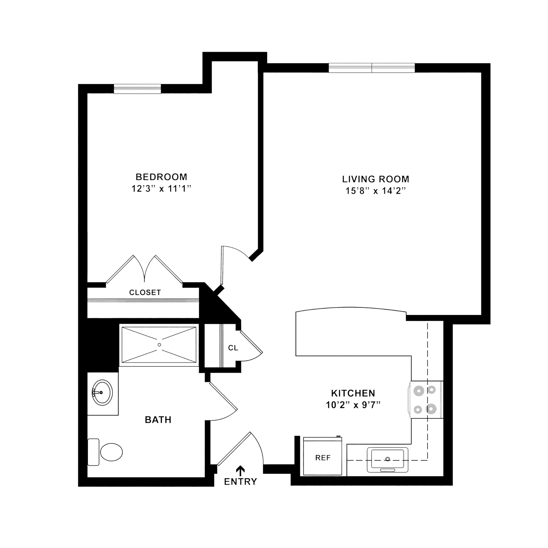 1 Bedroom 1 Bathroom Apartment Labeled D2 at Renaissance Gardens 1 Bedroom 1 Bathroom Apartment Labeled D2 at Renaissance Gardens