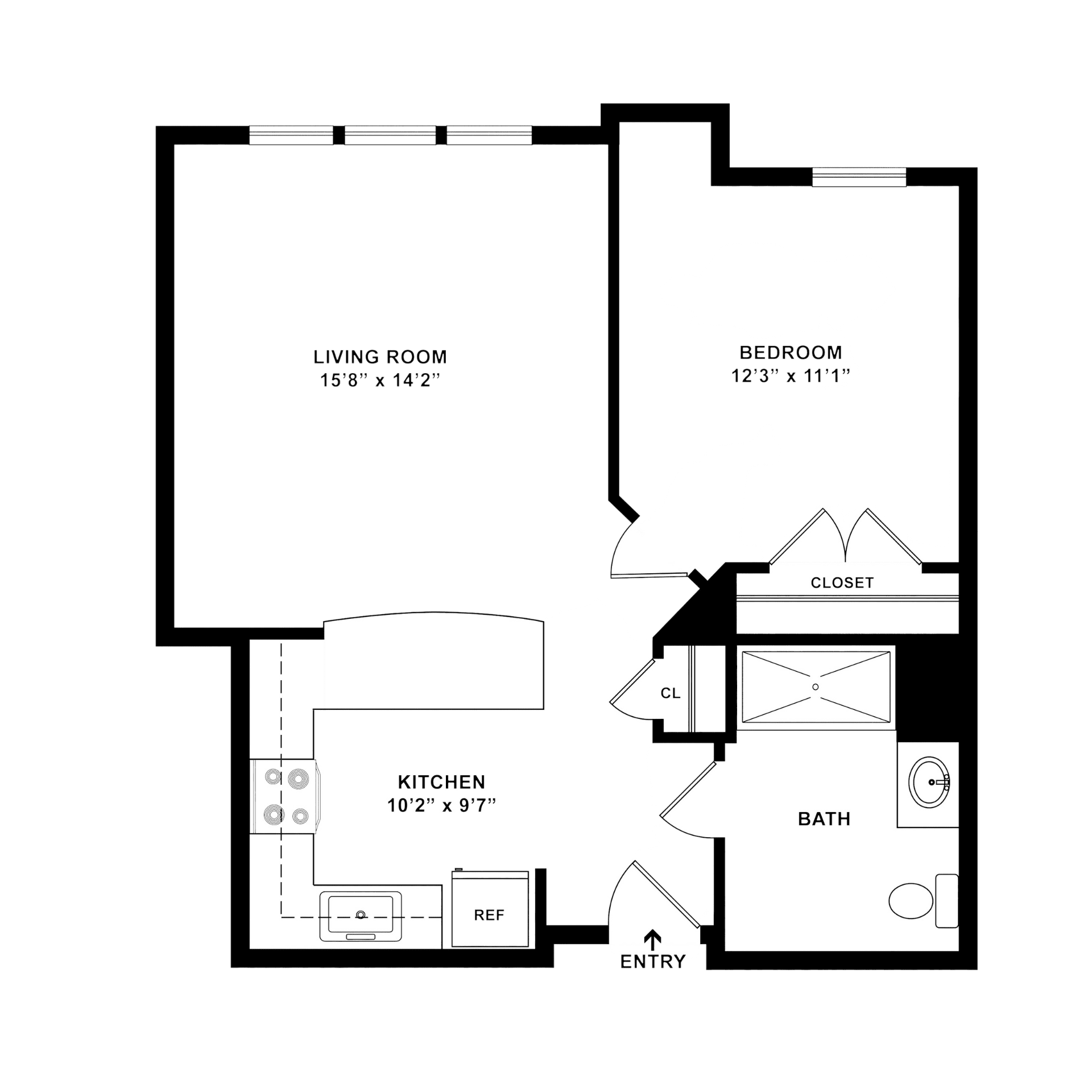 1 Bedroom 1 Bathroom Apartment Labeled D3 at Renaissance Gardens 1 Bedroom 1 Bathroom Apartment Labeled D3 at Renaissance Gardens