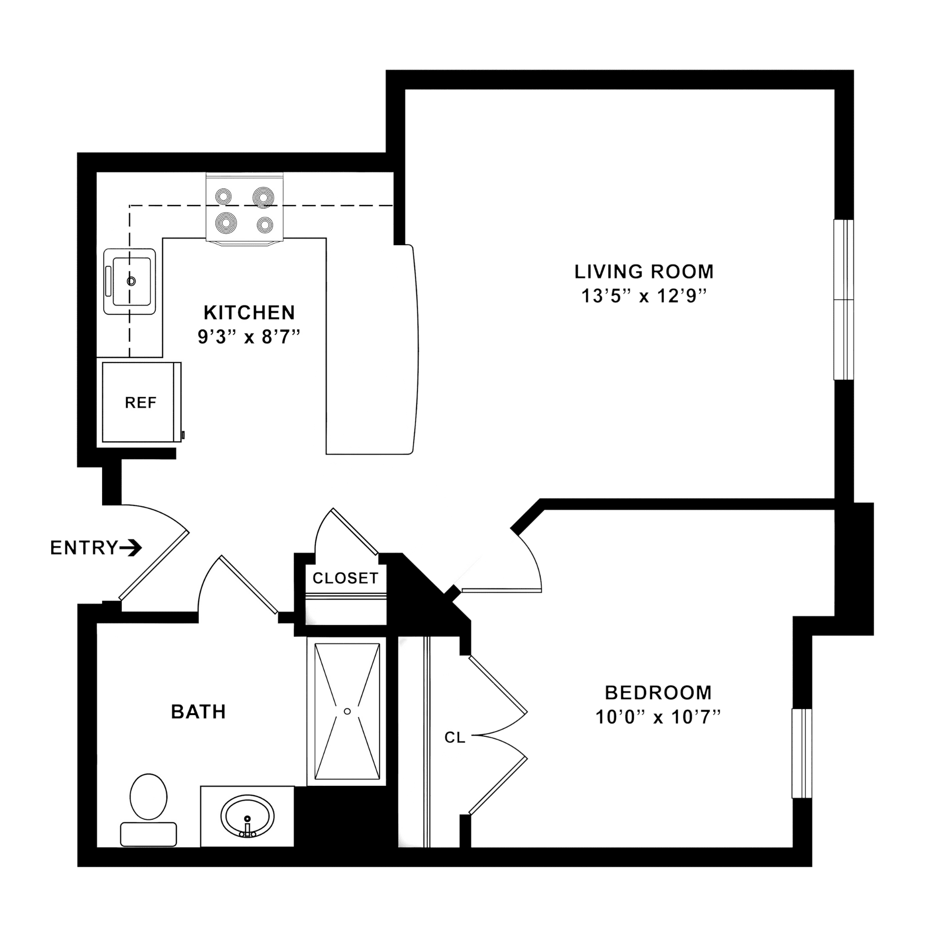 1 Bedroom 1 Bathroom Apartment Labeled D4 at Renaissance Gardens 1 Bedroom 1 Bathroom Apartment Labeled D4 at Renaissance Gardens