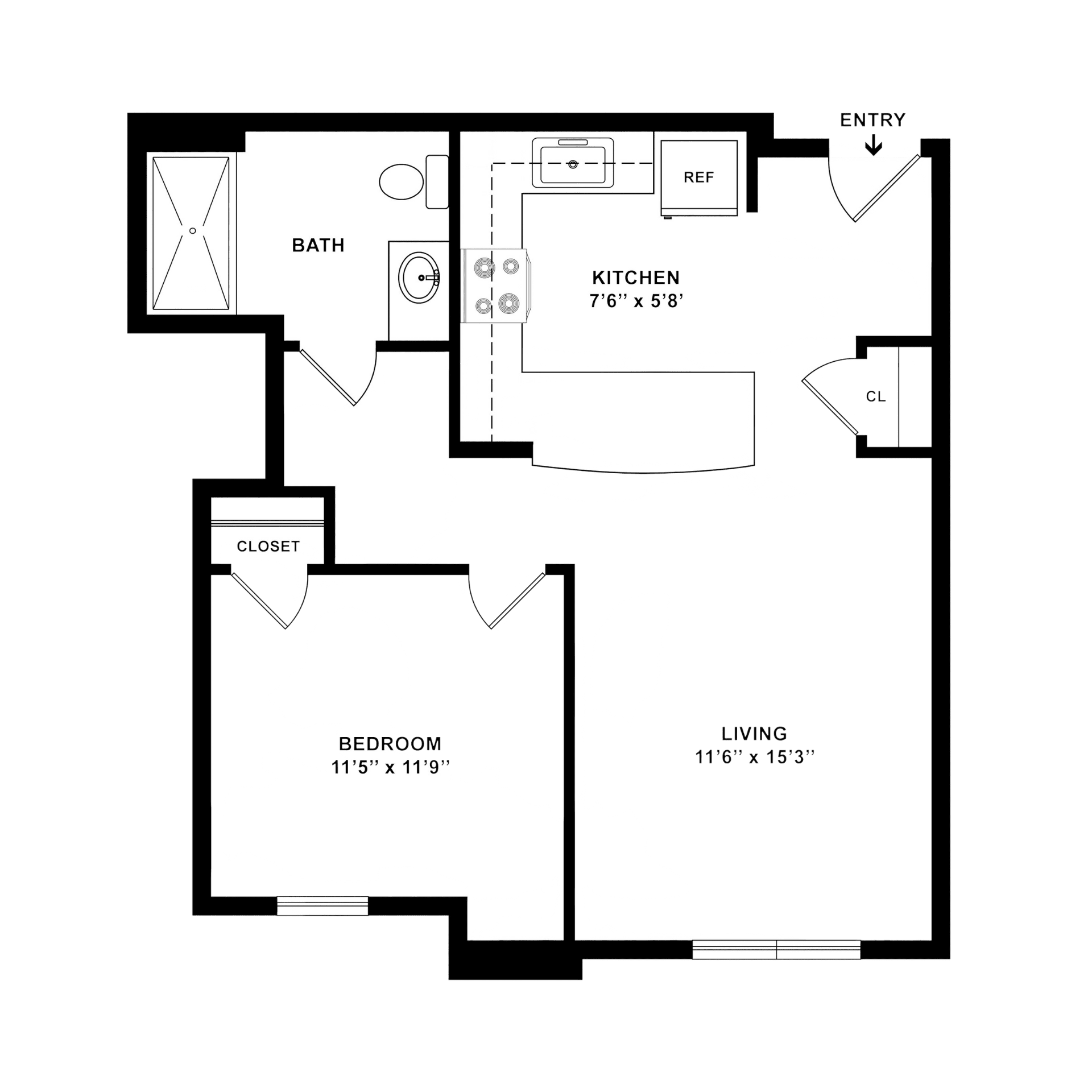 1 Bedroom 1 Bathroom Apartment Labeled F1 at Renaissance Gardens 1 Bedroom 1 Bathroom Apartment Labeled F1 at Renaissance Gardens